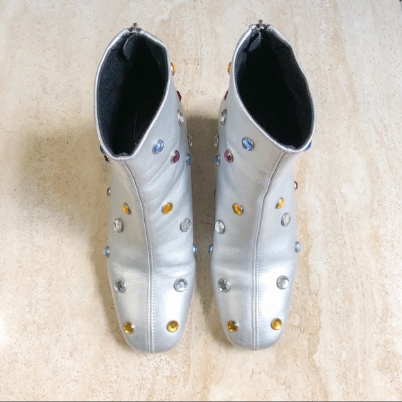 ❗️SOLD❗️Crosswalk Silver Leather Studded Boots - Picture 2 of 2